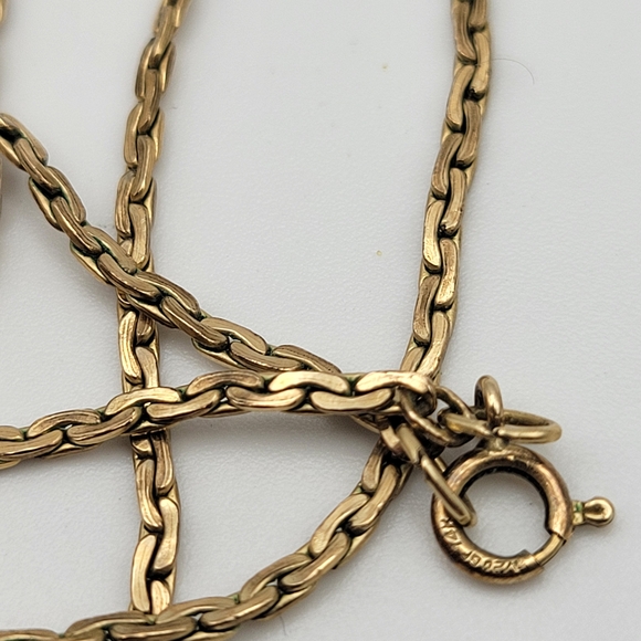 Vintage Victorian-style 14K Gold Filled Necklace Porcelain Flowers & Faux Pearls - Picture 9 of 12